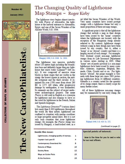 New Carto Philatelist Number 40 January 2013 Cover