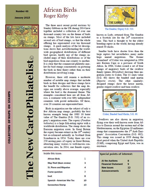 New Carto Philatelist Number 48 January 2015 Cover